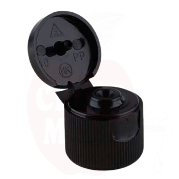 Plastikinis dangtelis 18mm GL18, juodas atverčiamas