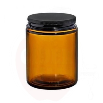 Stiklinis indelis 150ml, rudas su dangteliu