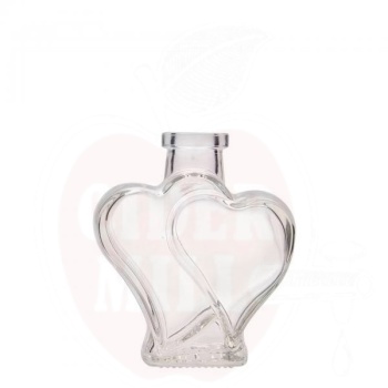 Stiklinis butelis 200ml su širdelėmis, skaidrus 10vnt