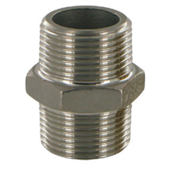 Hex-Nipple Male BSPP Thread - flat sealing - Stainless Steel AISI 316 11/2x1