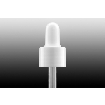 Plastic dropper in white with white gloss tits, and glass tube 53mm