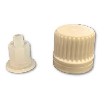 Dropper - PP cap in white with a security ring dia 18/410- dispenser drops of HDPE natural