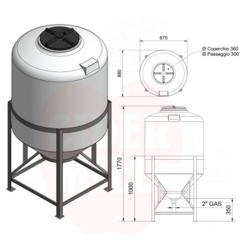 Plastmahuti 600l koonusega, metallalusel