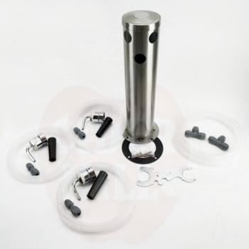 Triple beer tap tower - brushed stainless steel