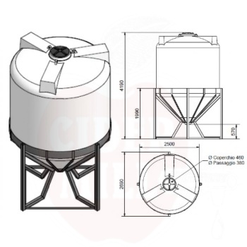 Plastmahuti 12000l koonusega, metallalusel
