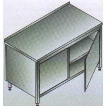 Ruostumaton pöytä 1500x700x850 mm, kaapit alla