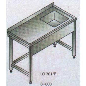 Edelstahltisch 900x700x850mm, Spüle rechts