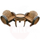 Ąžuoliniai statinės baldai Barrel-2 56x77cm su 2 kėdėmis