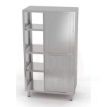 Pass-through cupboard with partition and sliding doors – bolted, HENDI, Kitchen Line, 800x500x(H)1800mm