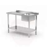 Sink table with shelf, bolted, HENDI, Kitchen Line, sink bowl on the right side, 1000x600x(H)850mm