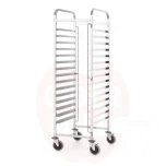 Clearing trolley 15x 600x400mm, HENDI, Kitchen Line, 15 tray guides 600x400, Silver, 470x620x(H)1735mm