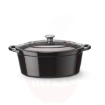 Cast iron casserole enamelled, Black, 405x255x, Oval, HENDI, 88L, (H)134mm
