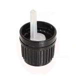 Dropper cap GL18, 18 mm, black, long spout