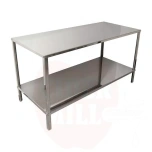 Tisch 150x70cm mit Regal Edelstahl