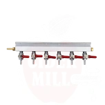 Gasverteiler 6-fach 1/4" mit 6mm Schlauchtüllen