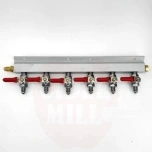 Jakotukkki 6-lähtöinen kaasulinjanjako takaiskuventtiileillä MFL-kierre