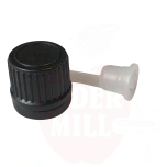 Dropper - PP cap in black with a security ring dia 18/410- dispenser drops of HDPE natural