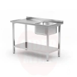 Sink table with shelf, bolted, HENDI, Kitchen Line, sink bowl on the right side, 1000x600x(H)850mm