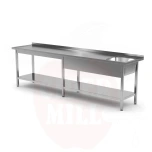 Table 2200x600x850mm, 1 sink on the right, with shelf, stainless steel