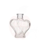 Glass bottle 200ml with hearts, transparent 10pcs