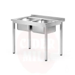 Laud 2 valamuga - poltidega, sügavus 700 mm, HENDI, Profi Line, 1000x700x(H)850mm