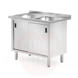 Laud 2 valamuga, kapp - keevitatud, lükanduksed, HENDI, Profi Line, 1000x600x850 mm, 1000x600x(H)850mm