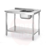 Laud, Valamu riiuliga, polditud, Kitchen Line, kraanikauss paremal küljel, HENDI, 800x600x(H)850mm