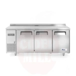 Kylmäpöytä Kitchen Line 600 - 3 ovea, koneikko sivulla, Arktic, 291L, 230V/270W, 1800x600x(K)886mm
