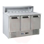 3-door refrigerated counter with superstructure and granite worktop, Arktic, 1365x700x(H)1070mm