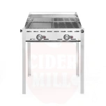 Kaasugrilli Green Fire Profi Line - 2 poltinta, HENDI, Profi Line, Emaloidusta valuraudasta valmistettu Gastronorm 1/1 paistolevy ja ritilä, 11,6kW, 740x615x(K)825mm