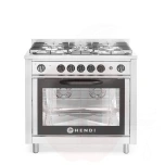 Kaasuliesi - 5 poltinta ja sähköuuni, HENDI, 230V/2900W, 14,3kW, 900x653x(K)900mm