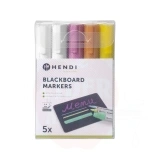 Blackboard markers 6 mm, 2 white, 1 pink, 1 yellow and 1 bronze markers, 5 pcs, HENDI