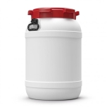 68 L drum with lid, PE, white red