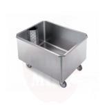 Wheeled tub with removable grill and drain cock, dimensions mm. 800x600x750h