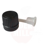 Dropper - PP cap in black with a security ring dia 18/410- dispenser drops of HDPE natural