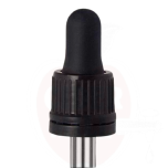 PP black dropper with black tits, locking ring and 71mm glass tube suitable for BO25 30ml