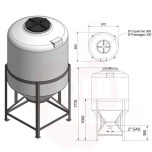Plastmahuti 600l koonusega, metallalusel