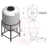 Kunststoffbehälter 330l (Kegel), mit Metallboden
