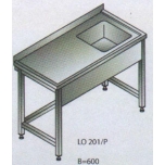 Ruostumaton pöytä 900x700x850 mm, pesuallas oikealla