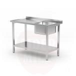 Stainless steel table with shelf 1000x600x850 Hendi 1 sink