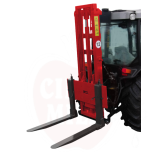 Hydraulic fork loader for tractor, rear-mounted