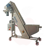 Stainless steel screw elevator with washing hopper and shredder