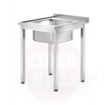 Sink table – bolted, depth 600 mm, HENDI, Profi Line, Sink in the middle, 600x600x(H)850mm