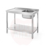 Sink table with shelf – bolted, depth 600 mm, HENDI, Profi Line, Right side, 1000x600x(H)850mm