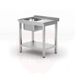 Sink table with shelf – bolted, depth 600 mm, HENDI, Profi Line, Left side, 800x600x(H)850mm