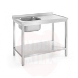 Sink table with shelf – bolted, depth 700 mm, HENDI, Profi Line, Left, 1000x700x(H)850mm
