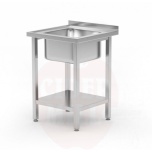 Sink table with shelf, bolted, HENDI, Kitchen Line, sink bowl in the middle, 600x600x(H)850mm