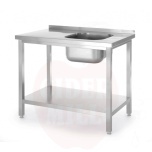 Sink table with shelf, bolted, HENDI, Kitchen Line, sink bowl on the right side, 800x600x(H)850mm