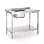 Astianpesupöytä hyllyllä, pultattu, HENDI, Kitchen Line, pesuallas vasemmalla puolella, 800x600x(K)850mm