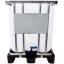 Konteineris IBC 600l plastikinis, naujas ant plastikinio stovo